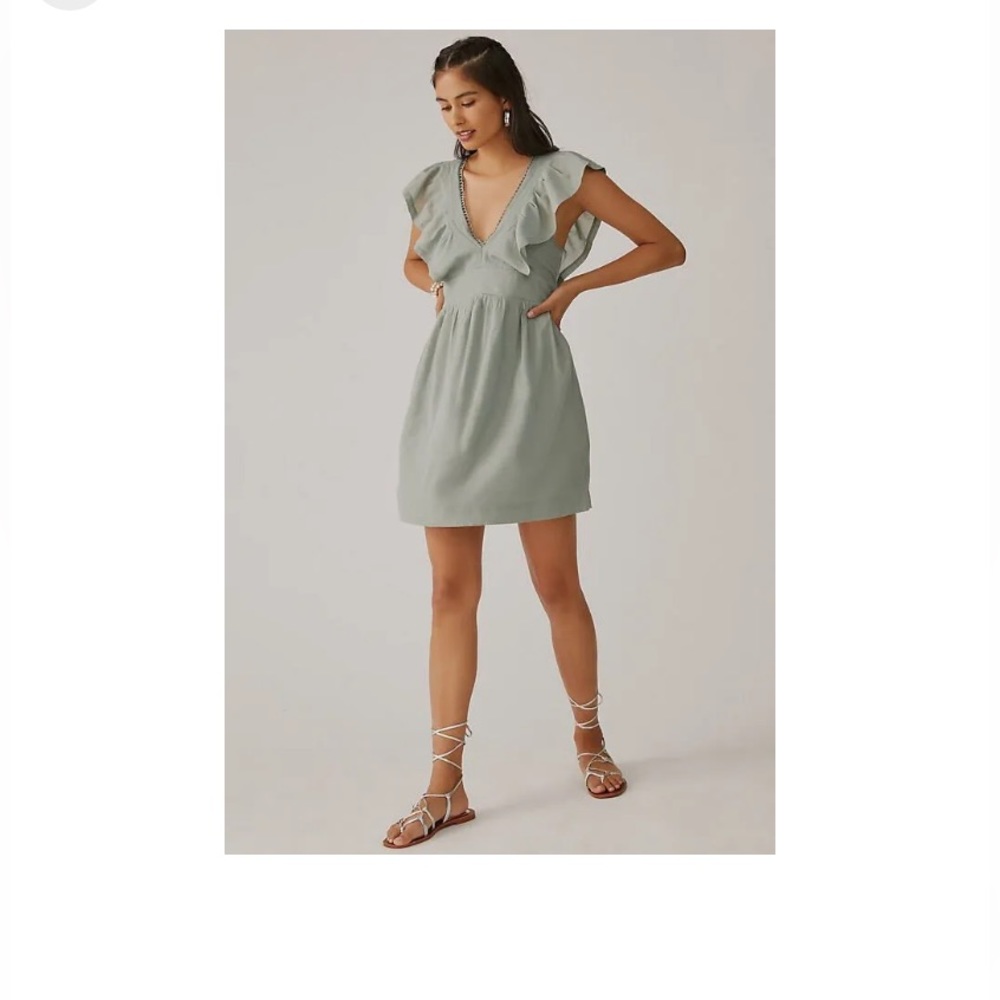 Anthropologie V-Neck Plunge Tunic Mini Dress